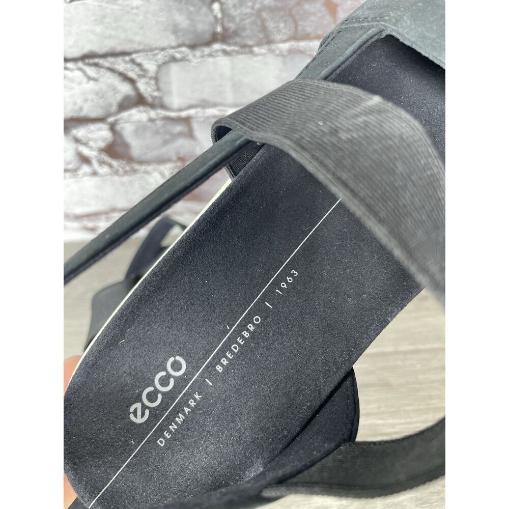 ECCO Yuma Black Nubuck Leather Stretch Wedge Strappy Sandals Women 41EU/10.5M US - Picture 11 of 16